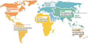 Pérdidas globales de colmenas por el ácaro Varroa destructor en 2009-2010.